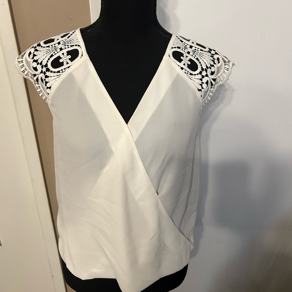 Express White Lace Wrap Top XS